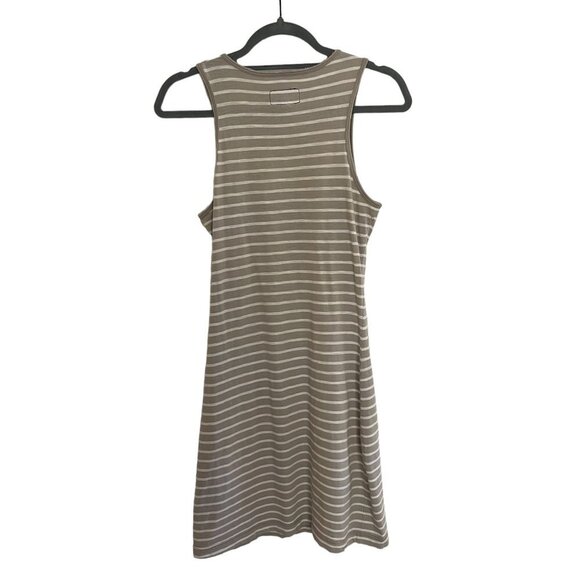 Current/Elliott Size 0 The Louella Tank Dress Grey White Stripe Raw Edges - Picture 7 of 11